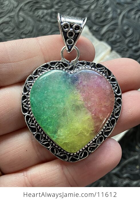 Heart Rainbow Quartz Crystal Stone Jewelry Pendant - #ry8s6ueQuTQ-1