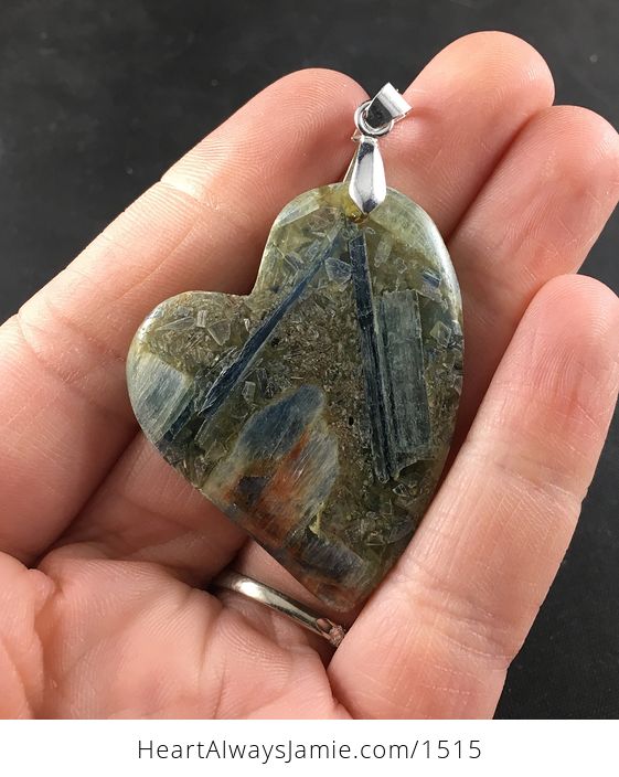Heart Shaked Kyanite Stone Pendant - #w8SAJbxJdY4-1