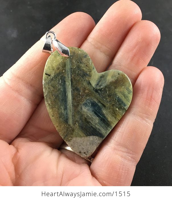 Heart Shaked Kyanite Stone Pendant Necklace - #w8SAJbxJdY4-2