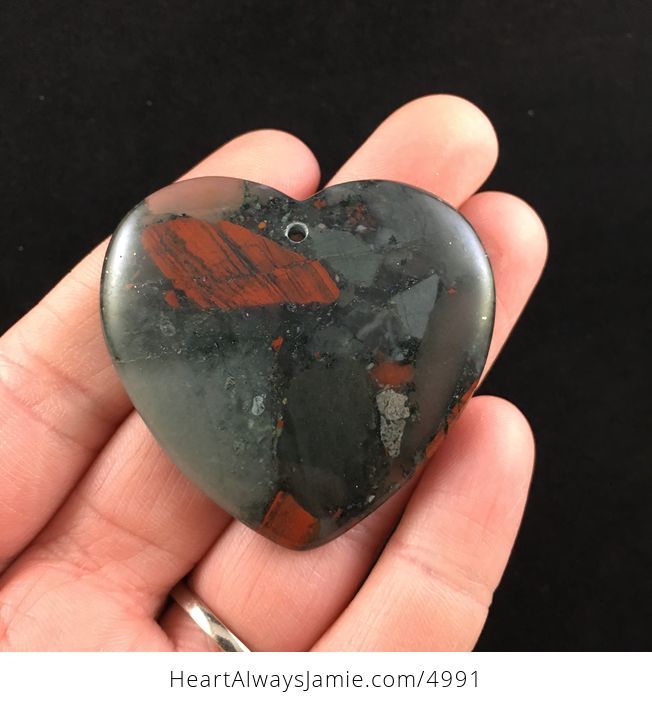 Heart Shaped African Bloodstone Jewelry Pendant - #BTn3roaytGk-1