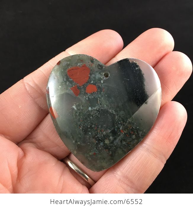 Heart Shaped African Bloodstone Jewelry Pendant - #GaD57HS3pIk-1