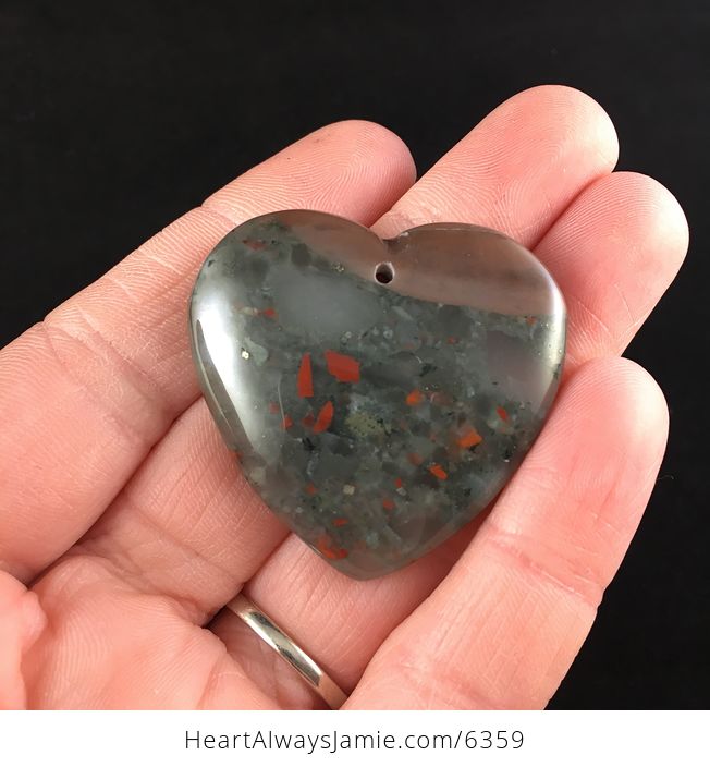 Heart Shaped African Bloodstone Jewelry Pendant - #KN4brzS8FIE-1