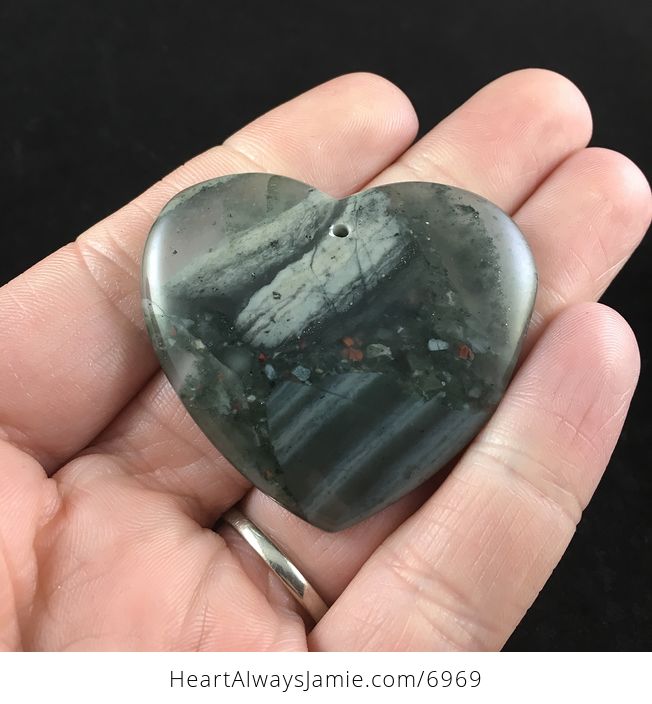 Heart Shaped African Bloodstone Jewelry Pendant - #ONwH2xbdRV4-1