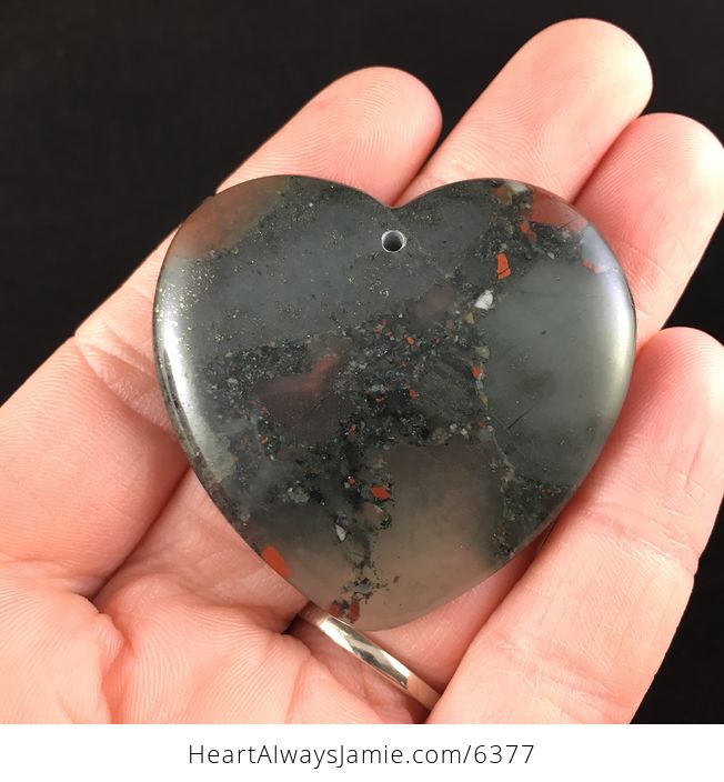 Heart Shaped African Bloodstone Jewelry Pendant - #RLXQxqZuMb4-1