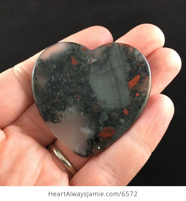 Heart Shaped African Bloodstone Jewelry Pendant - #RmK9t9cdi1Q-6