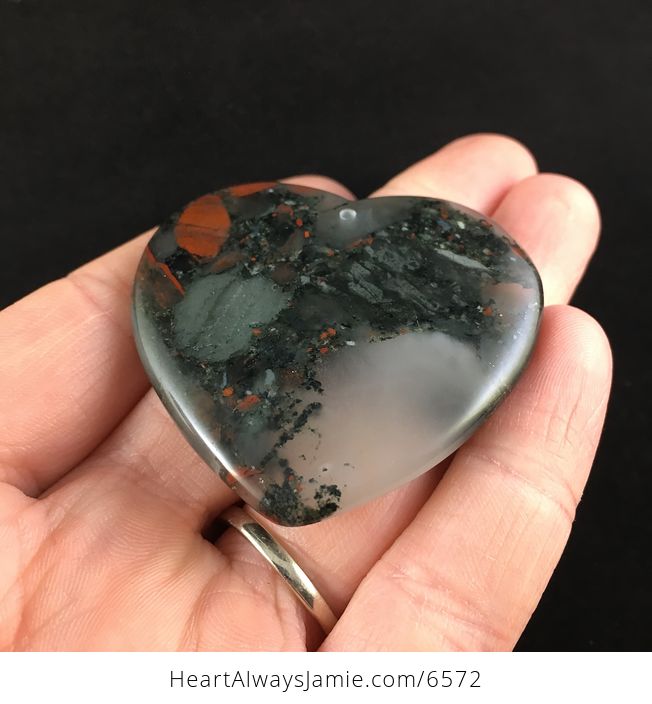 Heart Shaped African Bloodstone Jewelry Pendant - #RmK9t9cdi1Q-2