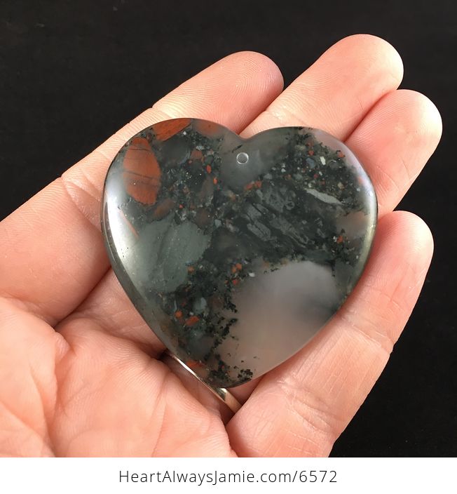 Heart Shaped African Bloodstone Jewelry Pendant - #RmK9t9cdi1Q-1