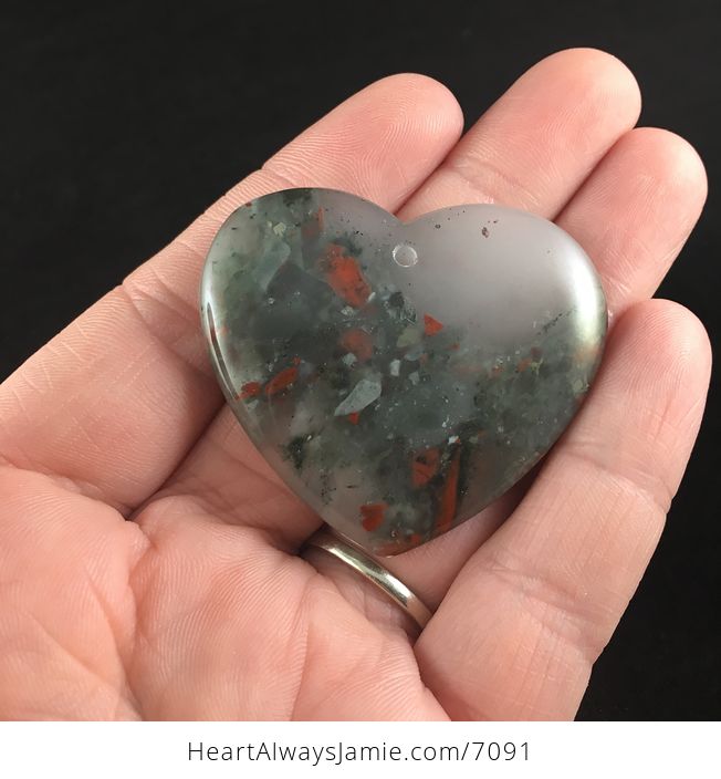 Heart Shaped African Bloodstone Jewelry Pendant - #bf6oH9c8Zm4-1