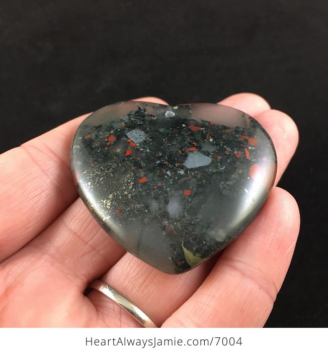 Heart Shaped African Bloodstone Jewelry Pendant - #ebRVnphgeG8-2