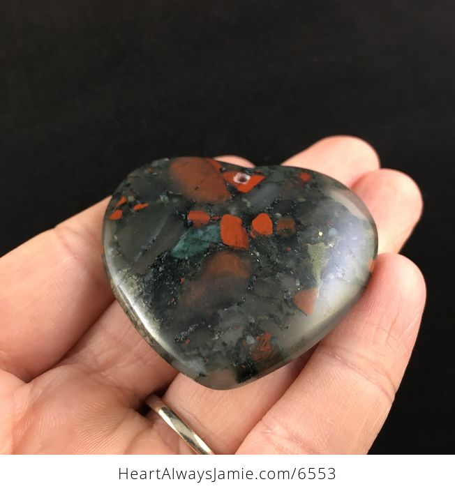 Heart Shaped African Bloodstone Jewelry Pendant - #fusFj0L1umk-2