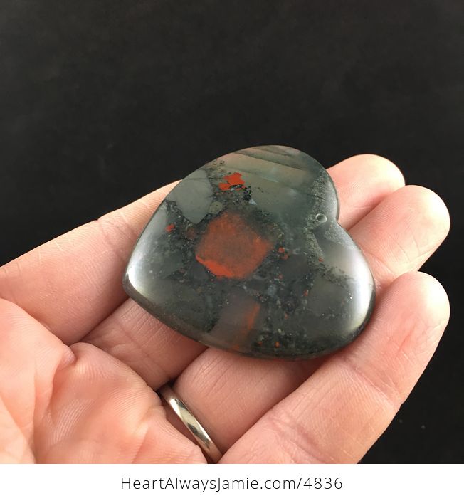 Heart Shaped African Bloodstone Jewelry Pendant - #gLOVbvYpaX4-4