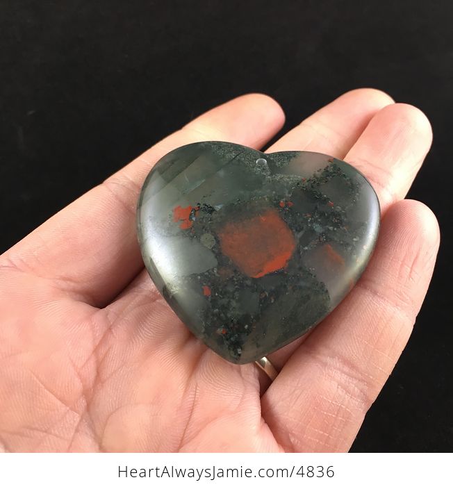 Heart Shaped African Bloodstone Jewelry Pendant - #gLOVbvYpaX4-2