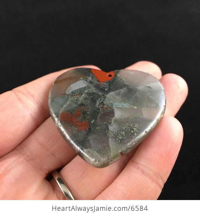 Heart Shaped African Bloodstone Jewelry Pendant - #iMEJsF0vu34-2