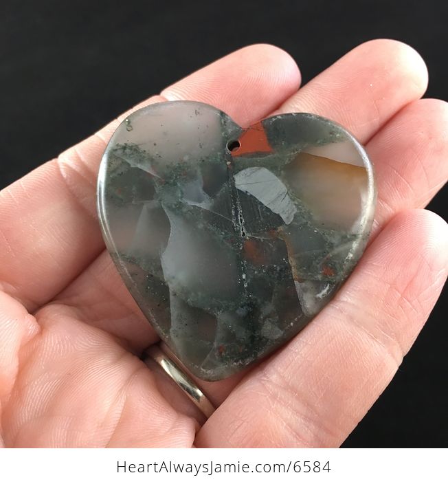 Heart Shaped African Bloodstone Jewelry Pendant - #iMEJsF0vu34-6