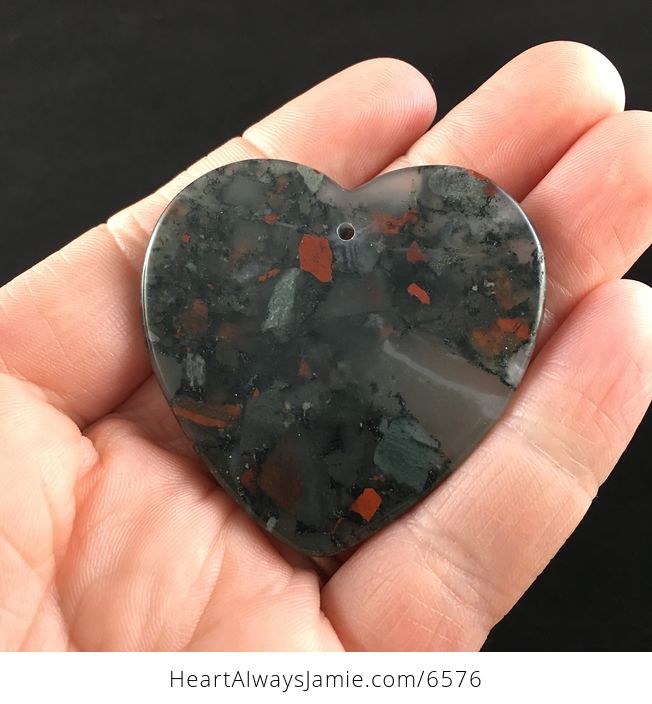 Heart Shaped African Bloodstone Jewelry Pendant - #lY2GbEDA0Pk-6