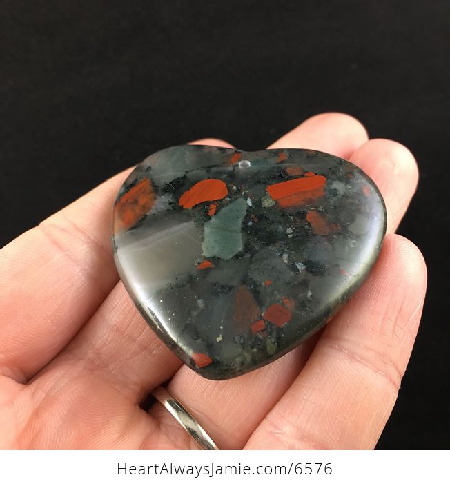 Heart Shaped African Bloodstone Jewelry Pendant - #lY2GbEDA0Pk-2
