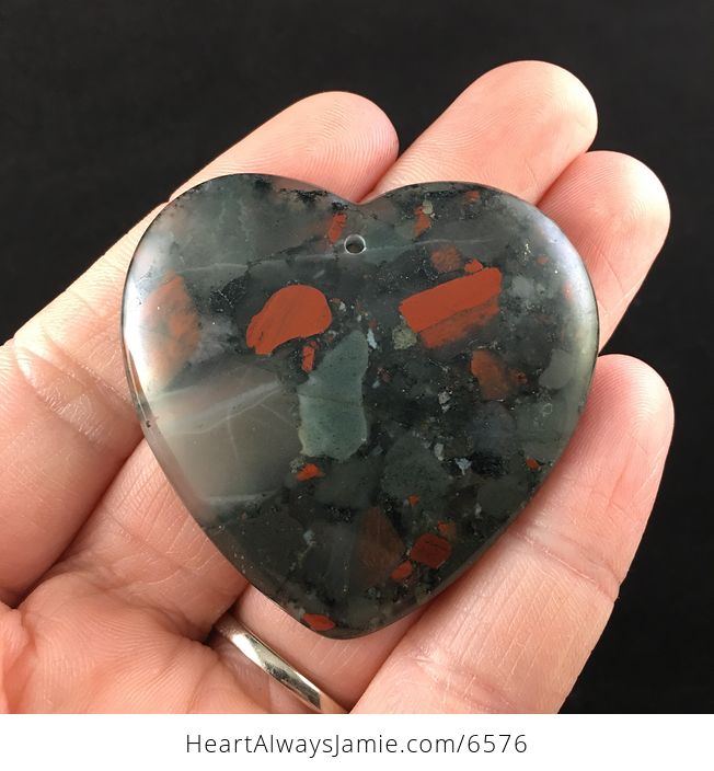 Heart Shaped African Bloodstone Jewelry Pendant - #lY2GbEDA0Pk-1