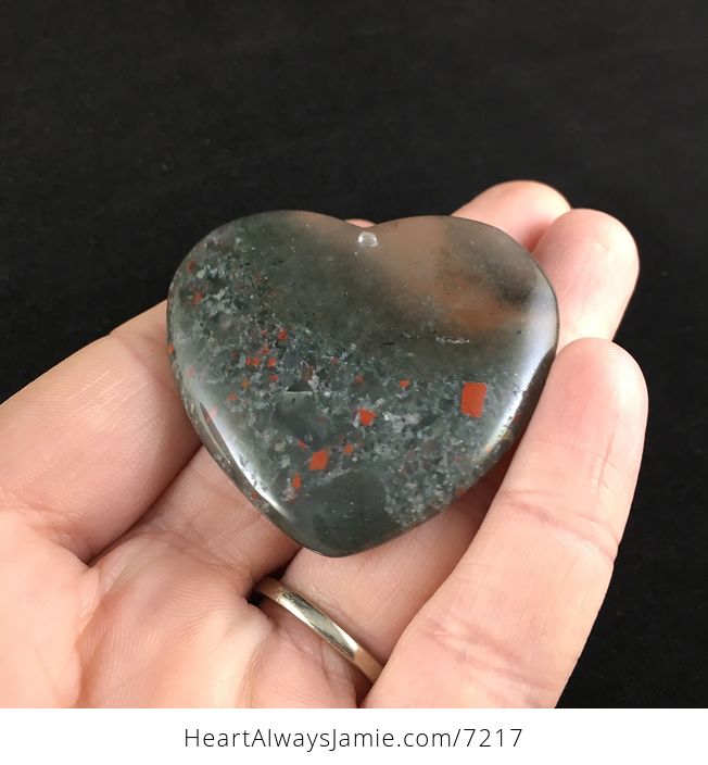 Heart Shaped African Bloodstone Jewelry Pendant - #sOsiDOZ7nyE-5