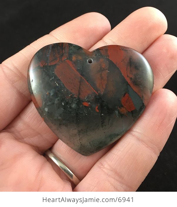 Heart Shaped African Bloodstone Jewelry Pendant - #sVns435gcJc-1