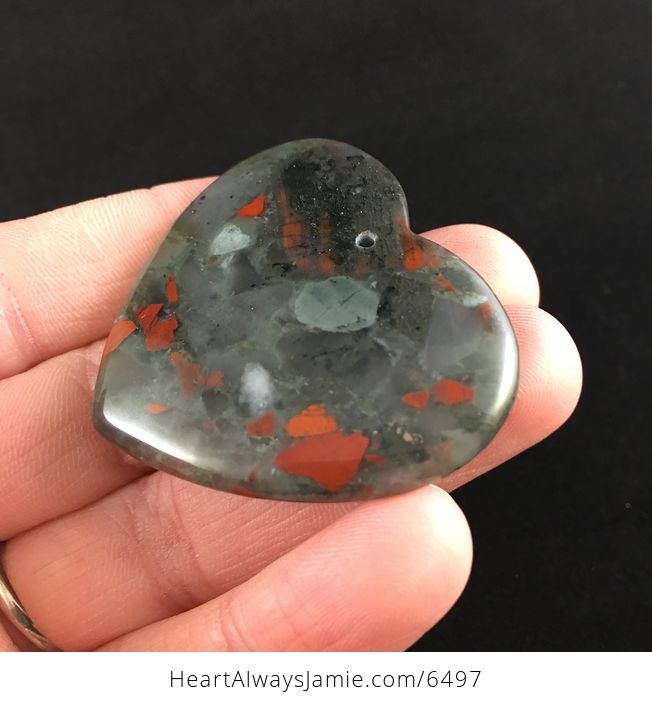 Heart Shaped African Bloodstone Jewelry Pendant - #wDfCcHB576Q-3