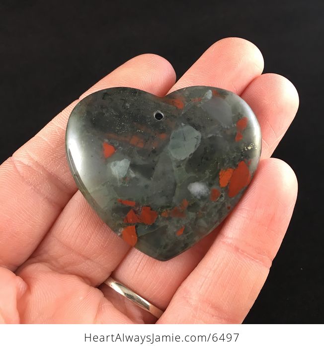 Heart Shaped African Bloodstone Jewelry Pendant - #wDfCcHB576Q-1