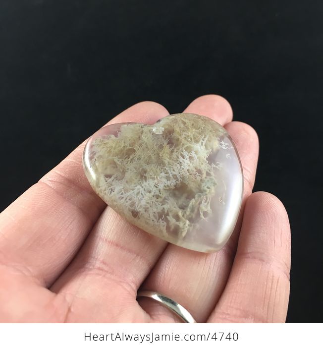 Heart Shaped Beige Moss Agate Stone Jewelry Pendant - #0loi8vHSKbE-3