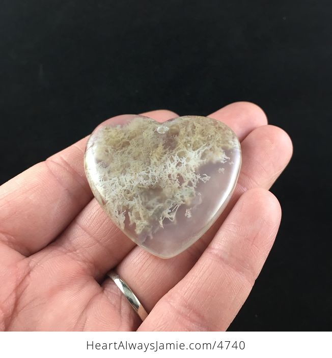 Heart Shaped Beige Moss Agate Stone Jewelry Pendant - #0loi8vHSKbE-2