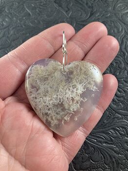 Heart Shaped Beige Moss Agate Stone Jewelry Pendant Crystal Ornament #p5N5jvQVocw