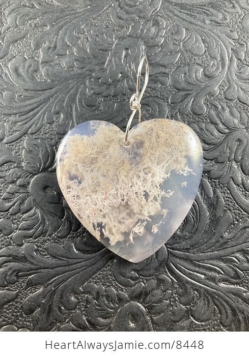 Heart Shaped Beige Moss Agate Stone Jewelry Pendant Crystal Ornament - #p5N5jvQVocw-4