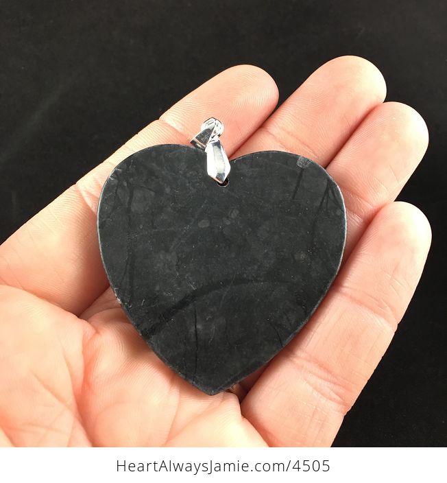 Heart Shaped Black and Dark Gray Picasso Jasper Stone Pendant Jewelry - #SQdoSTqwQns-7