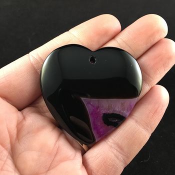 Heart Shaped Black and Purple Drusy Agate Stone Jewelry Pendant #YWhz0LkH2l8