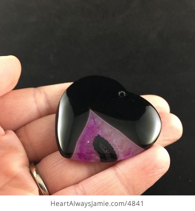 Heart Shaped Black and Purple Drusy Agate Stone Jewelry Pendant - #YWhz0LkH2l8-3
