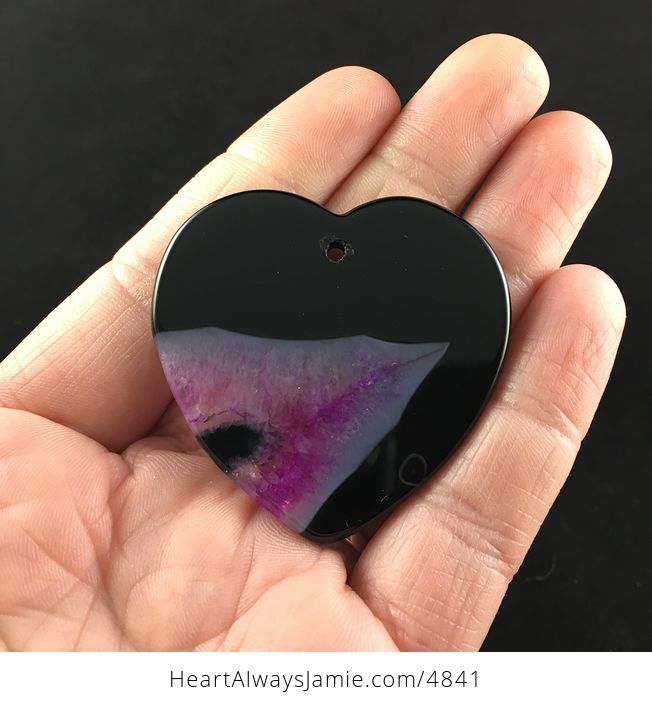 Heart Shaped Black and Purple Drusy Agate Stone Jewelry Pendant - #YWhz0LkH2l8-5