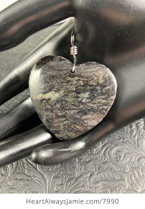 Heart Shaped Black and Pyrite Jasper Stone Jewelry Pendant - #FLOFIIK9Epo-2