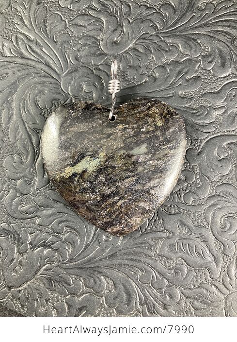 Heart Shaped Black and Pyrite Jasper Stone Jewelry Pendant - #FLOFIIK9Epo-4