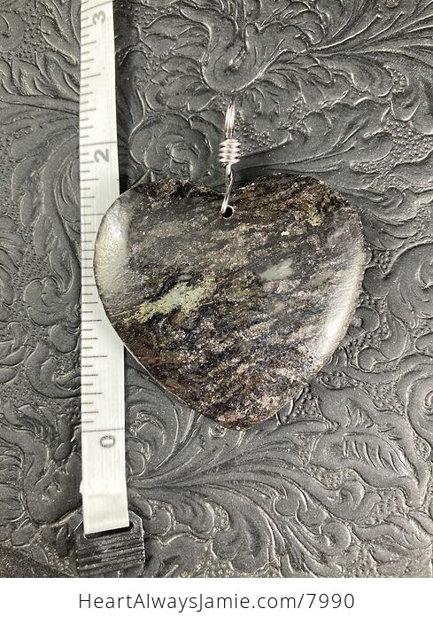 Heart Shaped Black and Pyrite Jasper Stone Jewelry Pendant - #FLOFIIK9Epo-3