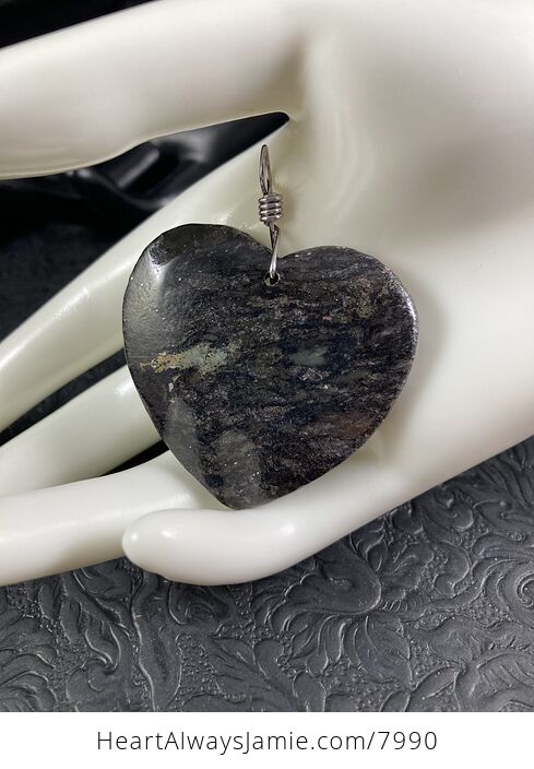 Heart Shaped Black and Pyrite Jasper Stone Jewelry Pendant - #FLOFIIK9Epo-1