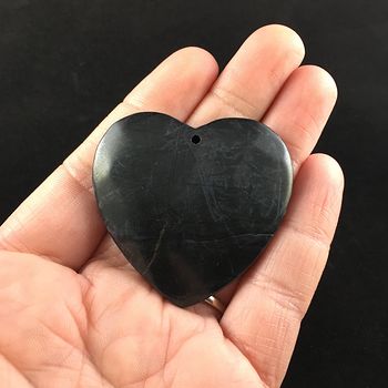 Heart Shaped Black Picasso Jasper Stone Jewelry Pendant #N4ANCNcHCno
