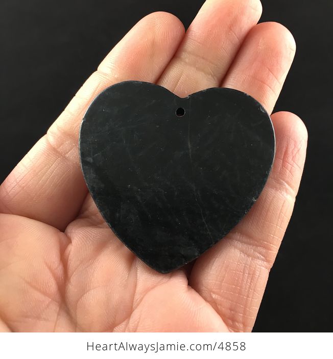 Heart Shaped Black Picasso Jasper Stone Jewelry Pendant - #N4ANCNcHCno-5