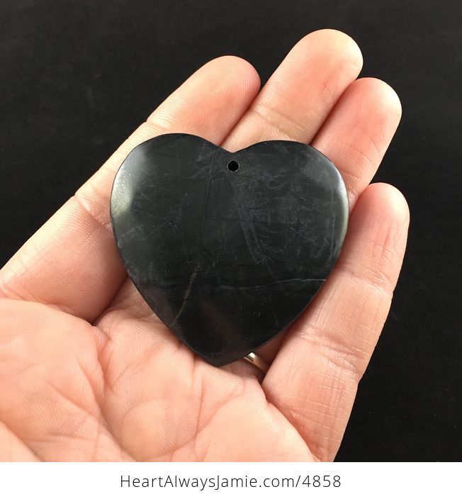 Heart Shaped Black Picasso Jasper Stone Jewelry Pendant - #N4ANCNcHCno-1