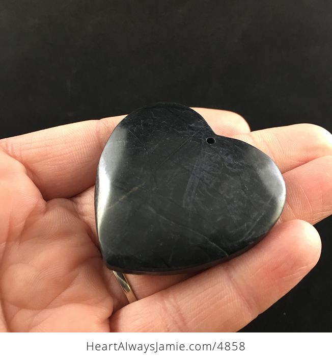 Heart Shaped Black Picasso Jasper Stone Jewelry Pendant - #N4ANCNcHCno-3