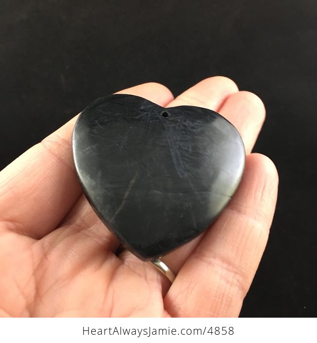 Heart Shaped Black Picasso Jasper Stone Jewelry Pendant - #N4ANCNcHCno-2