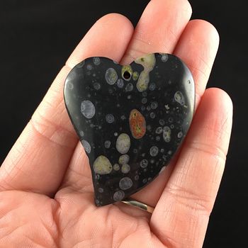 Heart Shaped Black Plum Blossom Jasper Stone Jewelry Pendant #hQmg32FwlGA