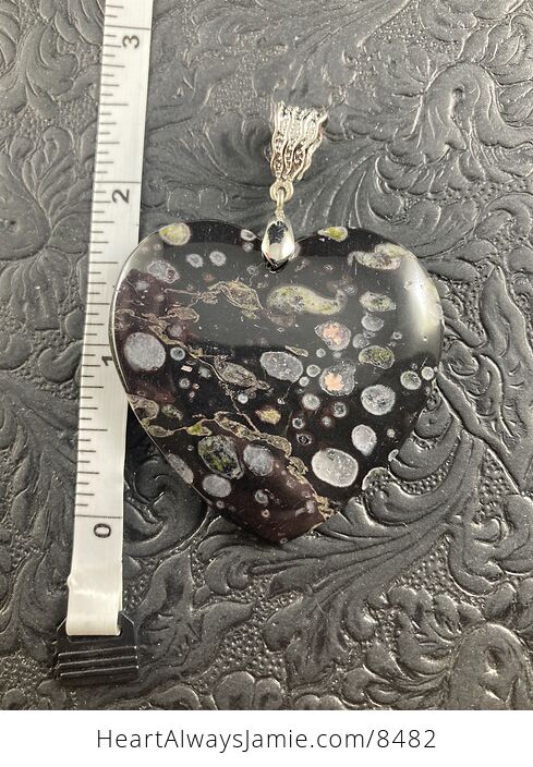Heart Shaped Black Plum Blossom Jasper Stone Jewelry Pendant - #DJbihW9reXw-5