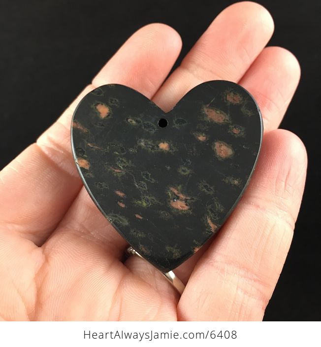 Heart Shaped Black Plum Blossom Jasper Stone Jewelry Pendant - #K5sInm9jKdI-6