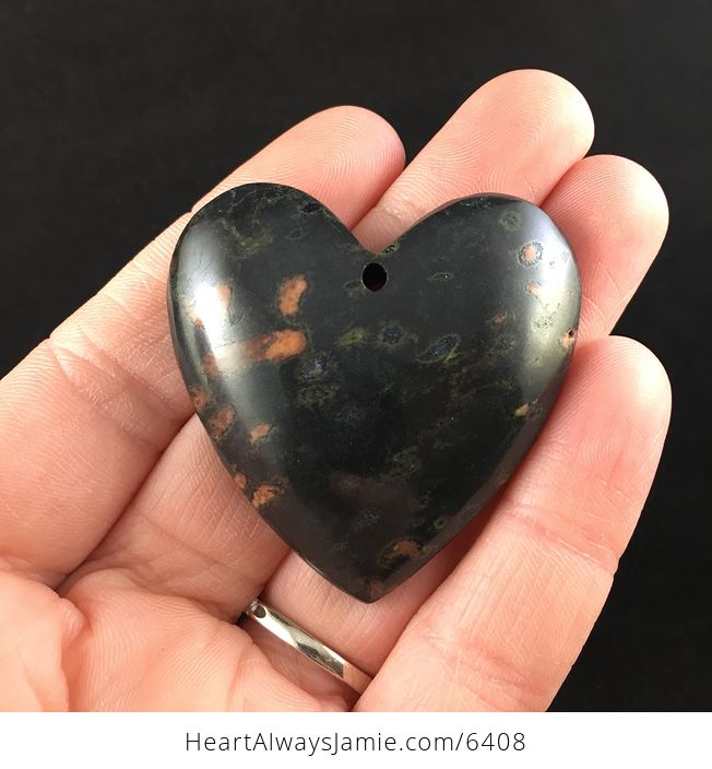 Heart Shaped Black Plum Blossom Jasper Stone Jewelry Pendant - #K5sInm9jKdI-1