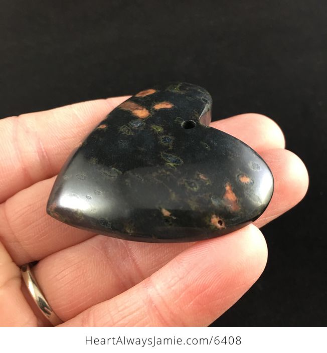 Heart Shaped Black Plum Blossom Jasper Stone Jewelry Pendant - #K5sInm9jKdI-3