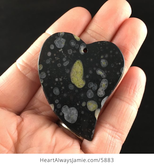 Heart Shaped Black Plum Blossom Jasper Stone Jewelry Pendant - #hQmg32FwlGA-6