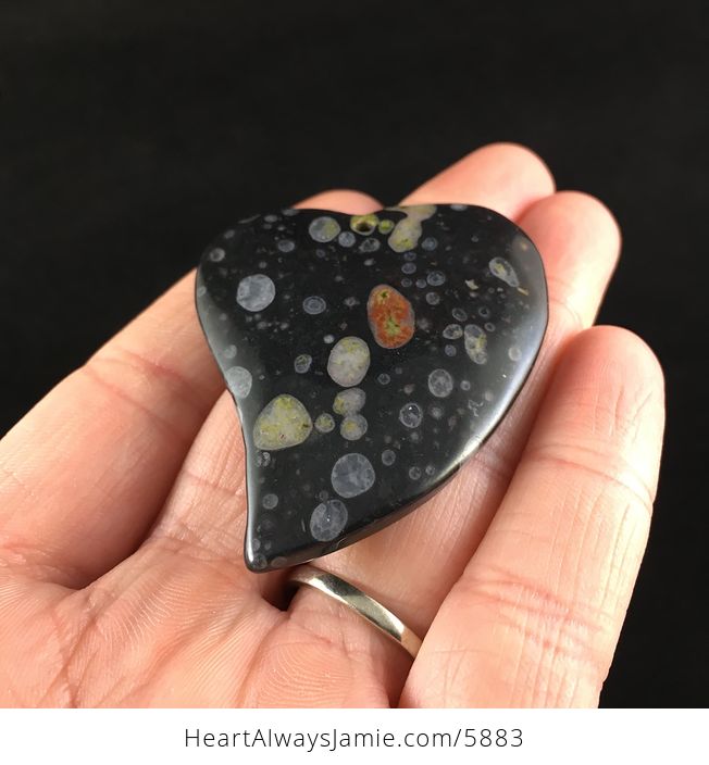 Heart Shaped Black Plum Blossom Jasper Stone Jewelry Pendant - #hQmg32FwlGA-2