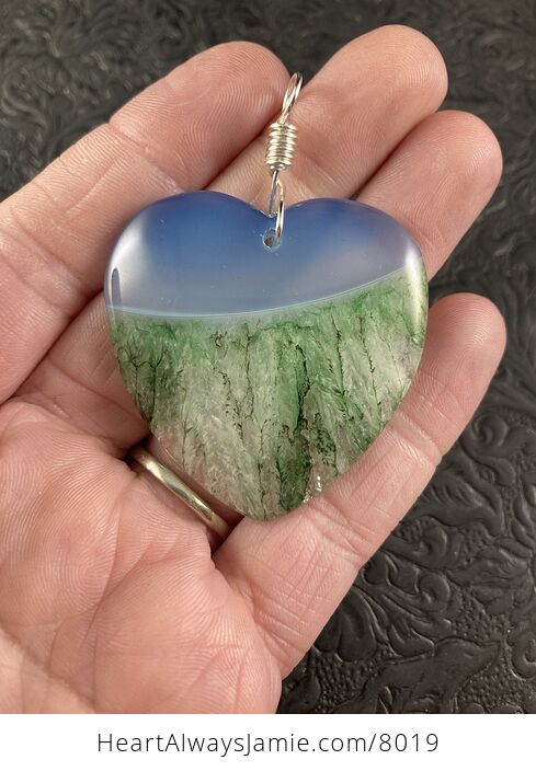 Heart Shaped Blue and Green Druzy Agate Stone Jewelry Pendant - #8iacyGSUxEU-2